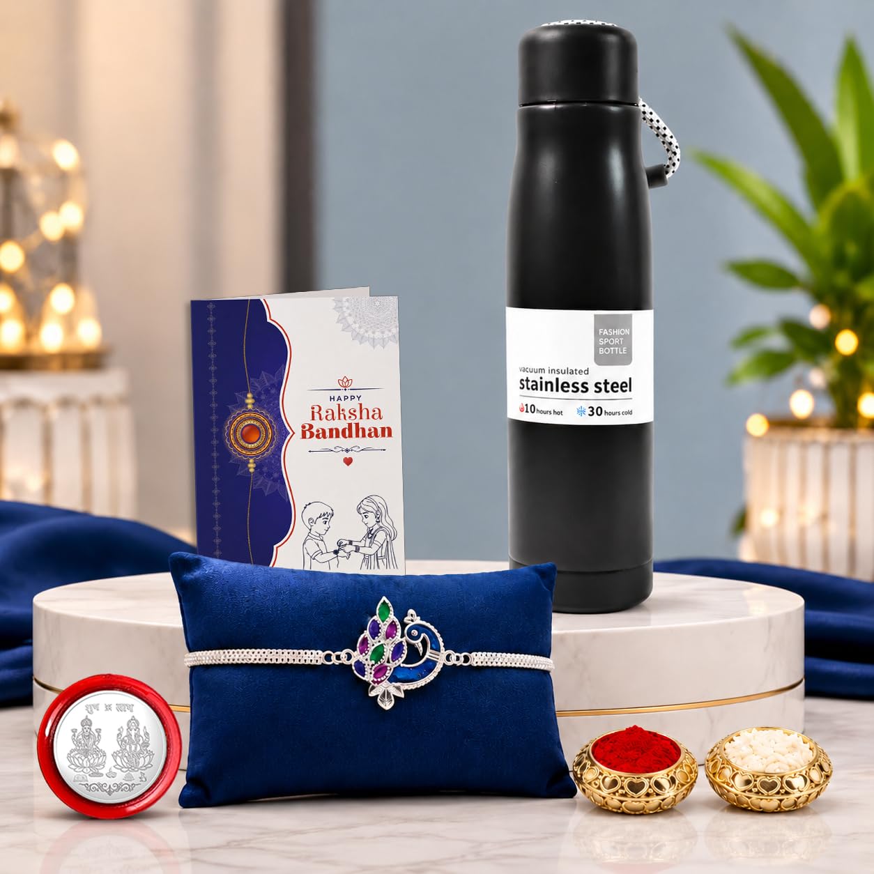 Peacock Multicolor Rakhi for Brother & Bhaiya with Stainless Steel | Pack of 5