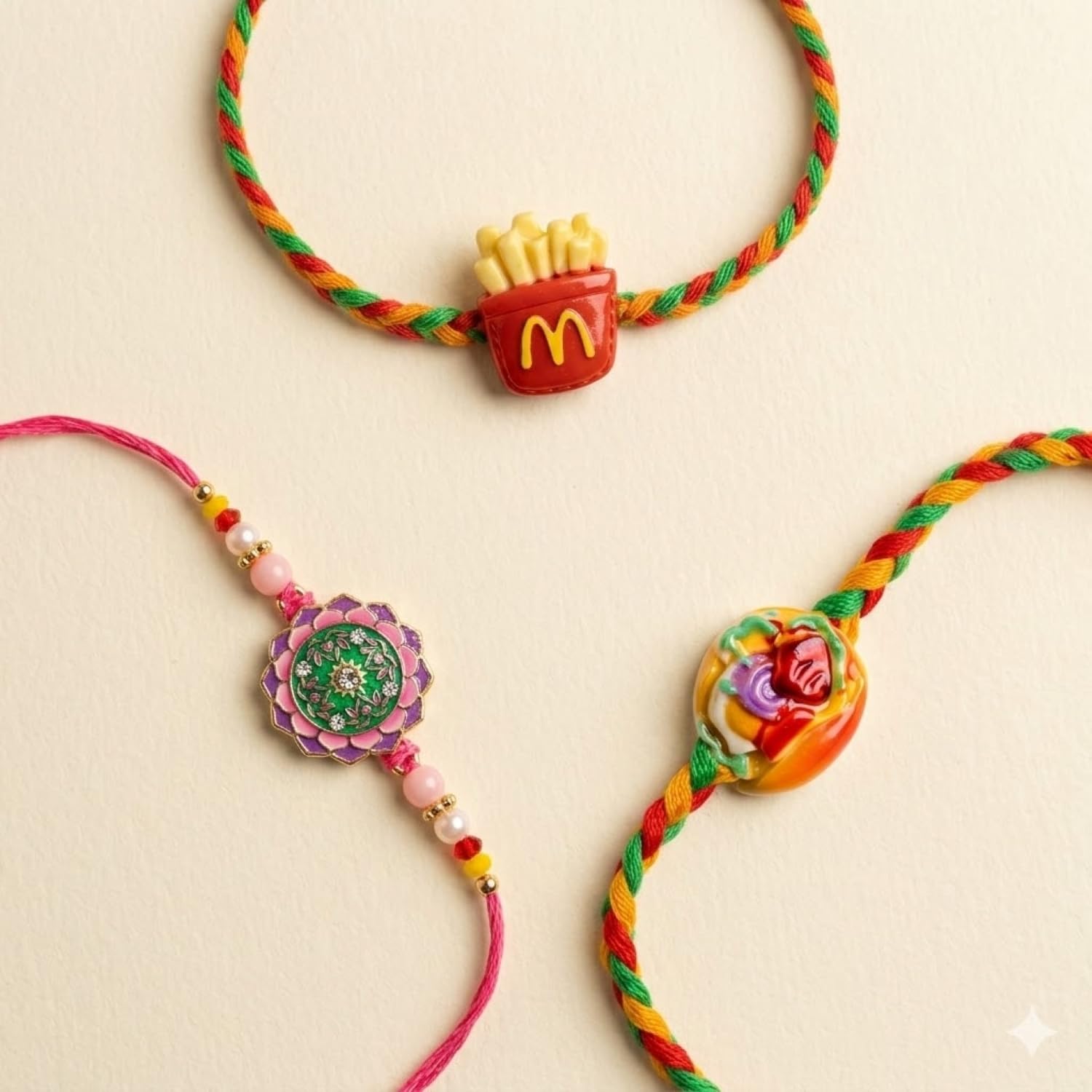 Floral Charm Rakhi for Brother with Chocolate Magic 96gm, Coin & Card, Pack of 7