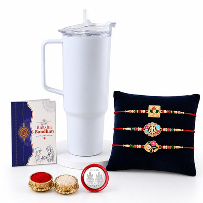 Designer Elegant Multicolor Ganesha & Flower Rakhi Combo for Brother | Pack of 7