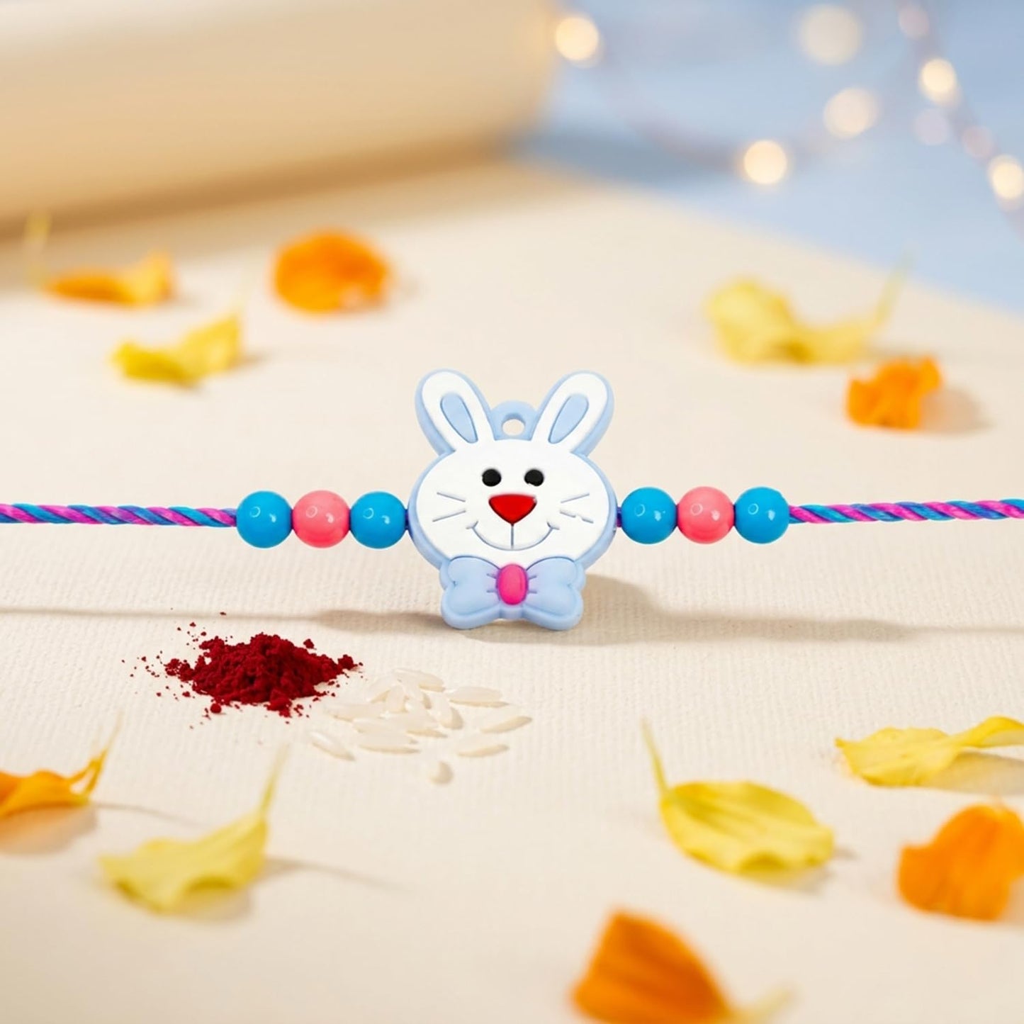 Bunny charm Rakhi for Brother with Choco Dryfruits 96gm, Coin & Card, Pack of 6