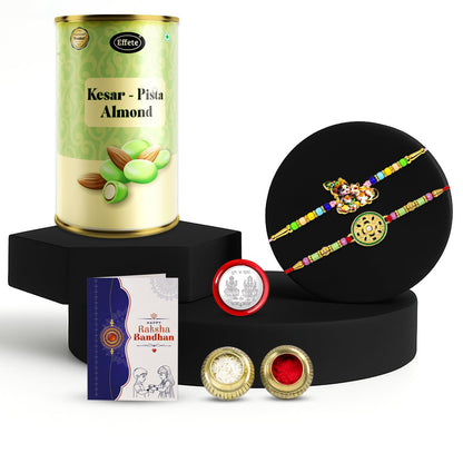 Auspicious Ceremony Rakhi for Brother with Kesar-Pista Almond 96gm, Pack of 6