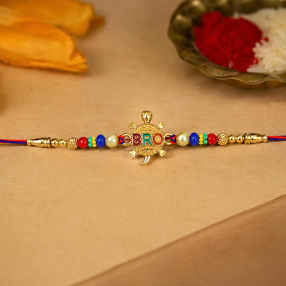 Turtle/Bro, Floral, Damru Trishul Multicolor Rakhi for Brother | Pack of 7