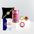 Classic Design Rakhi for Brother with Rose Almond 96gm, Coin & Card, Pack of 5
