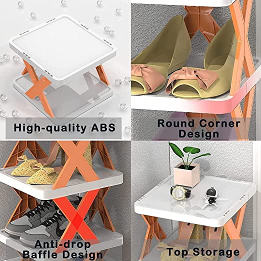 4 LAYER SHOES STAND, SHOE TOWER RACK SUIT FOR SMALL SPACES, CLOSET, SMALL ENTRYWAY, EASY ASSEMBLY AND STABLE IN STRUCTURE, CORNER STORAGE CABINET FOR SAVING SPACE
