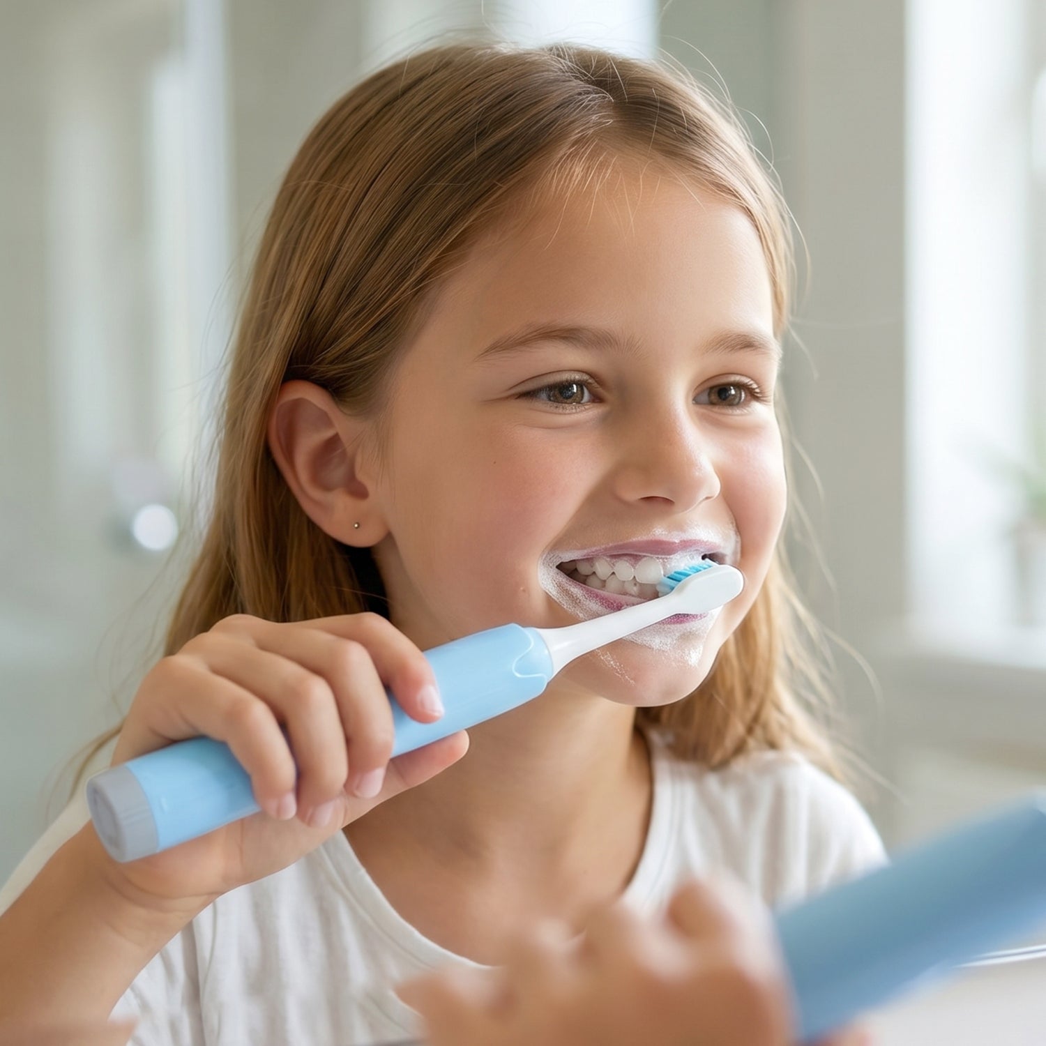 Child Using Electric Sonic Toothbrush
