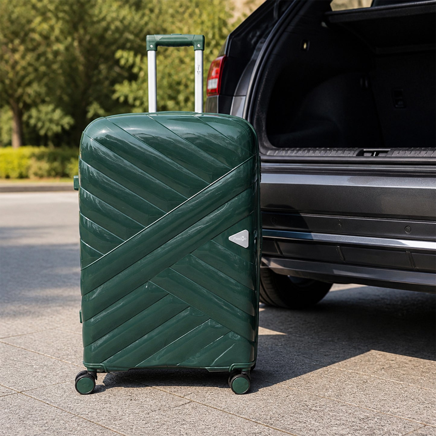Green Premium Travel Trolley Suitcase with 360° Wheels, TSA Lock & Pull Handle