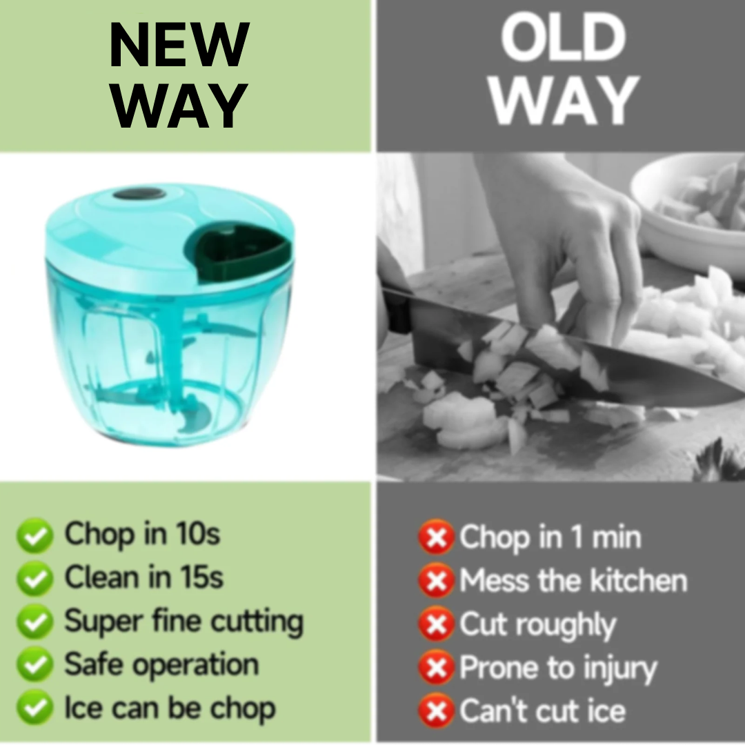 Manual Stainless Steel Vegetable Chopper – Compact, Extra Sharp with 5 Blades