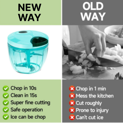 Manual Stainless Steel Vegetable Chopper – Compact, Extra Sharp with 5 Blades