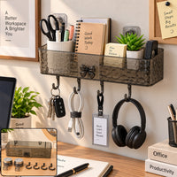 Wall Mounted Storage Shelf with Suction Cups for Office Desk (1 Set)