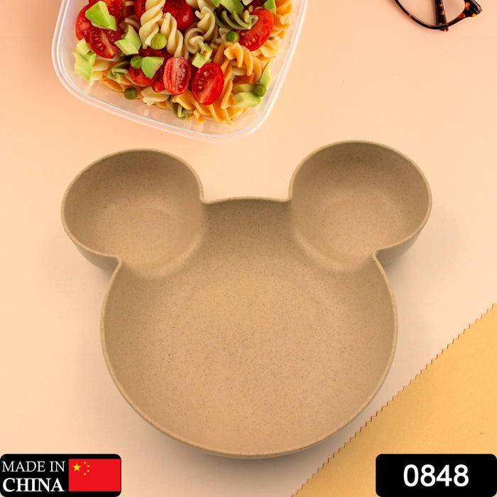 0848 Mickey Mouse Shape Plates for Kids, BPA Free, & Unbreakable Children’s Food Plate, Kids Bowl, Fruit Plate, Baby Cartoon Pie Bowl Plate, Tableware (1 Pc)