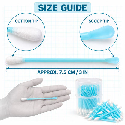 Dual End Cotton Swab Sticks with Scoop Tip for Personal Care (100 Pc)