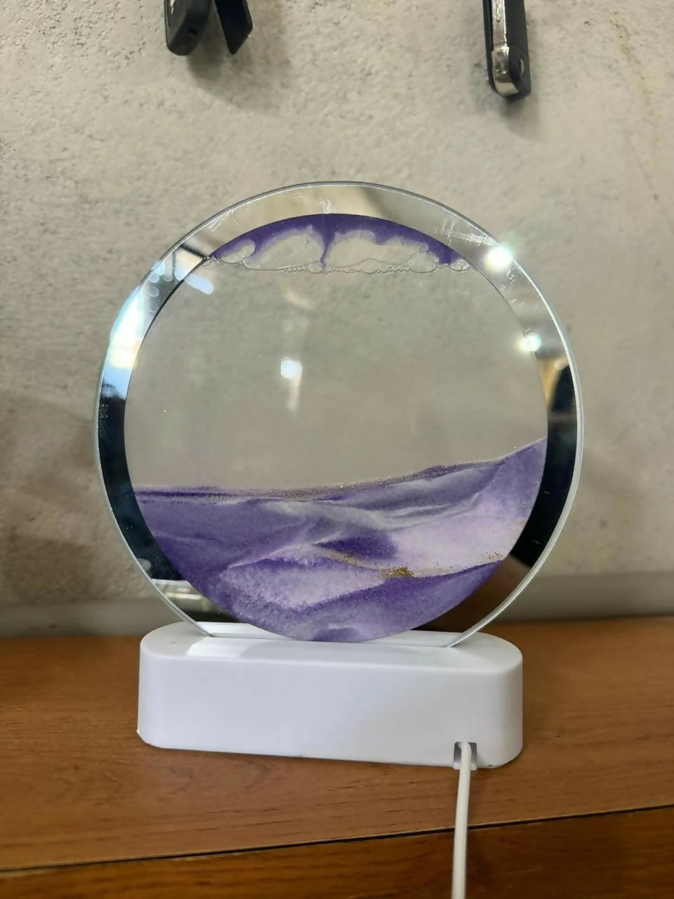 Purple Round Moving Sand Art LED Lamp Decorative Desk Night Light
