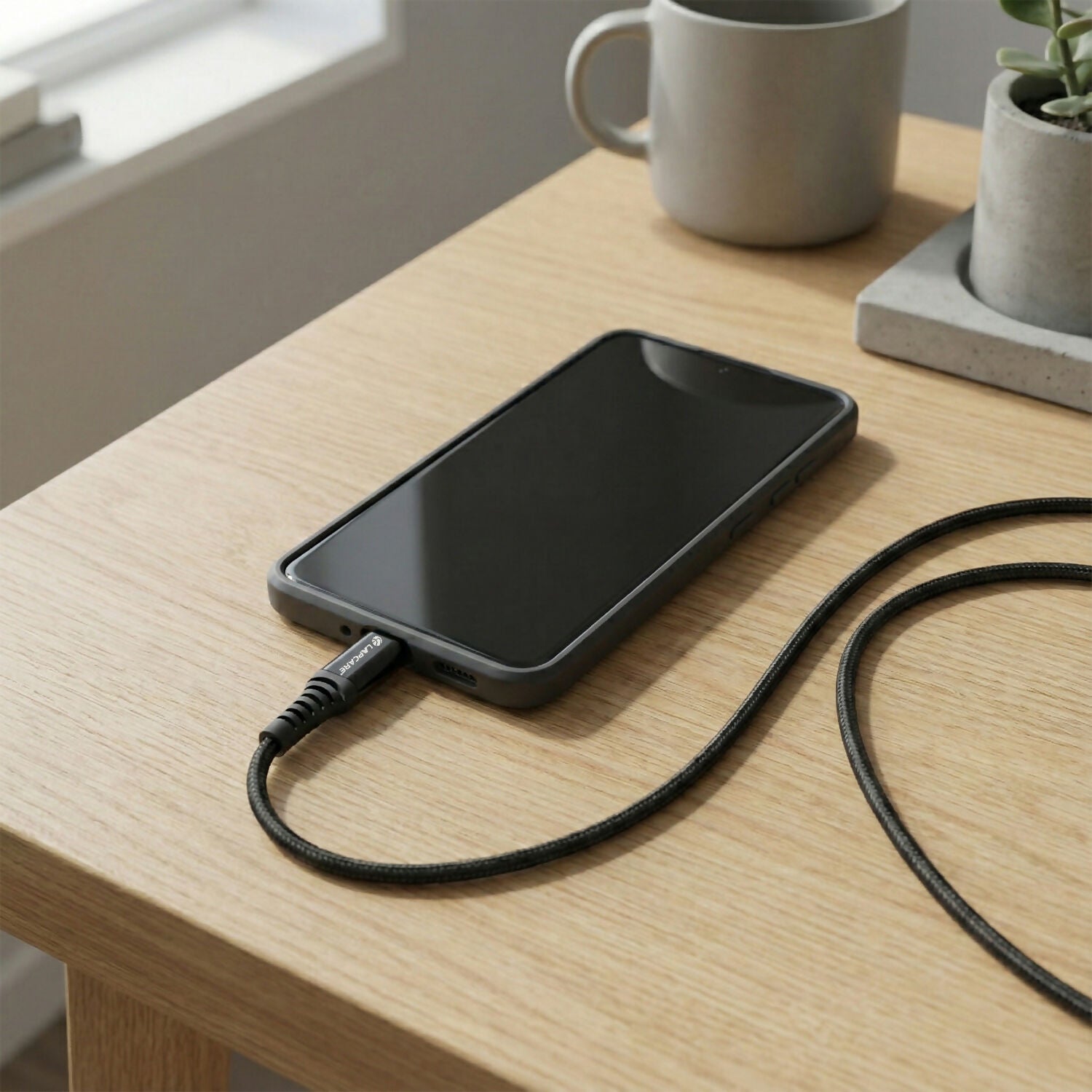 Lapcare Hook USB Type-C to Type-C Braided Fast Charging Cable with 240W Output