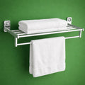 Wall-Mounted Chrome Towel Rack with Shelf – Modern and Space-Saving