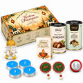 Diwali Gift Hamper with Nut Butterscotch & Choco Almonds, Ganesha Idol, Tealights & Decor
