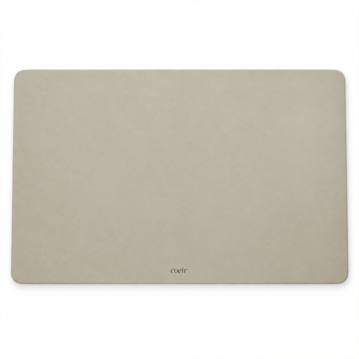 A plain light beige rectangular mat with rounded edges is displayed against a white background.