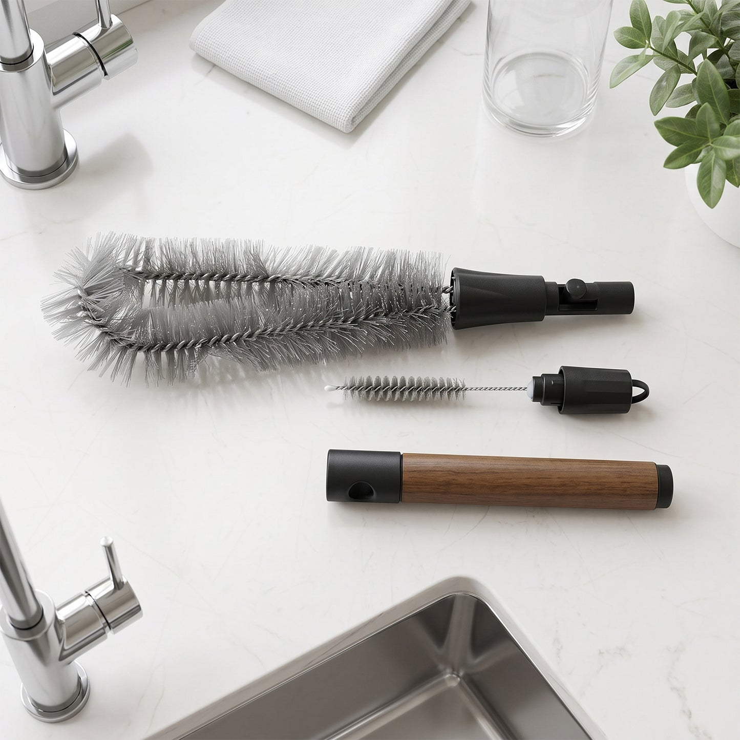 Long handle bottle cleaning brush