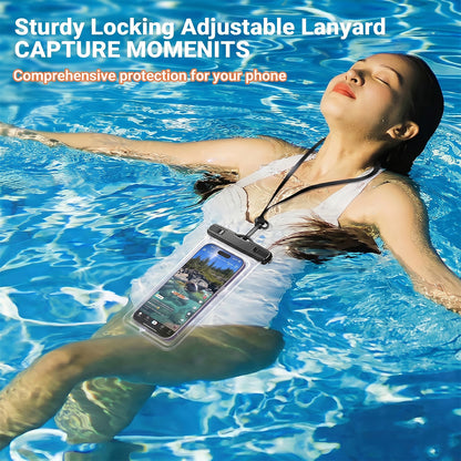 Waterproof Mobile Pouch Cover floating in pool