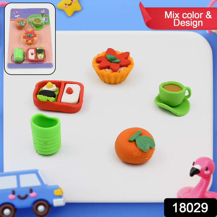 18029 3D Mix Design Fancy & Stylish Colorful Erasers, Mini Eraser Creative Cute Novelty Eraser for Children Different Designs Eraser Set for Return Gift, Birthday Party, School Prize (1 Set)