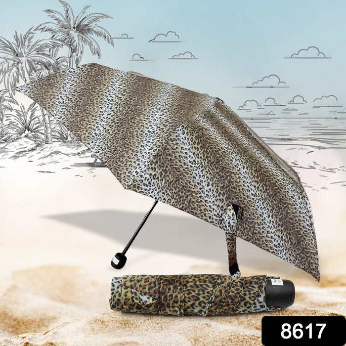 Leopard Shape 3-Fold Sun & Rain Protective Foldable Umbrella (1 Pc)