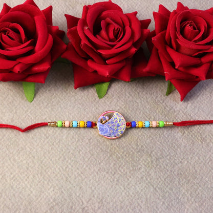 Peacock Rakhi Vibrant Multicolor Beads for Brother's Festive Looks (5pcs)
