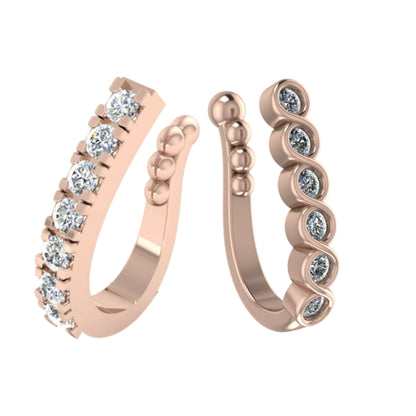 Rose Gold CZ Non-Piercing Nose Cuffs (Set of 2) | Clip-On