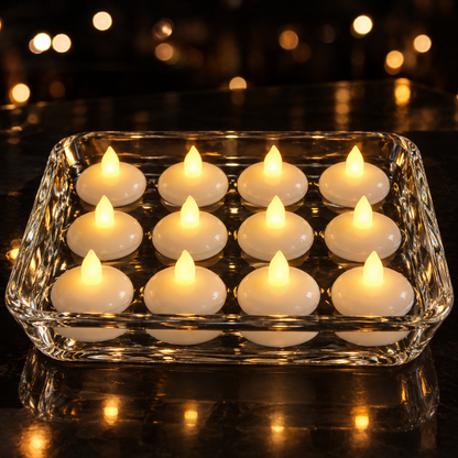 Set of 12 floating tealights showcase