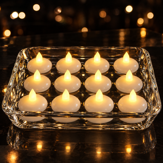 Set of 12 floating tealights showcase