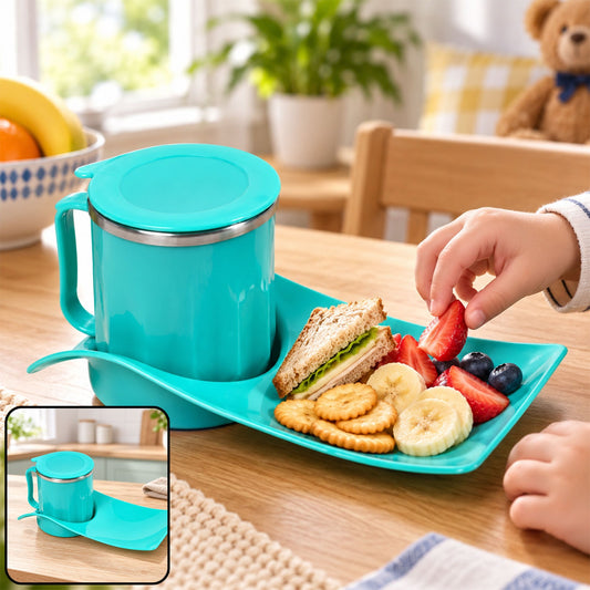 Snack Tray with Steel Cup – Multi-functional for Kids & Home | TinyTrendy