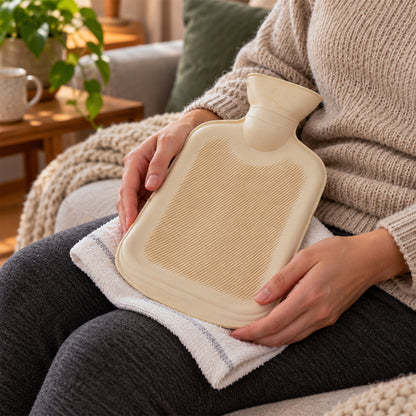 Rubber Hot Water Bag with Ribbed Surface and Wide Filling Mouth (1 Pc)