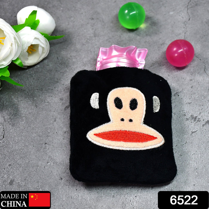 Black Monkey Small Hot Water Bag with Cover for Pain Relief