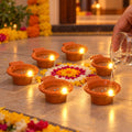 Water Sensor LED Diyas for Diwali and Pooja Decoration (6 Pc Set)