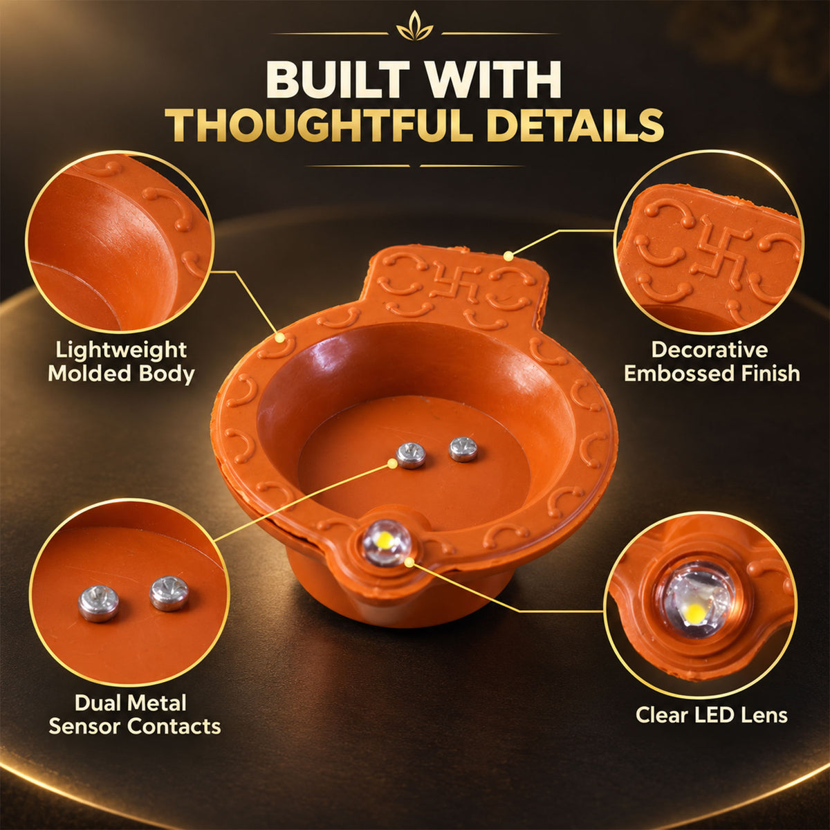 Water sensor LED diya set - embossed design