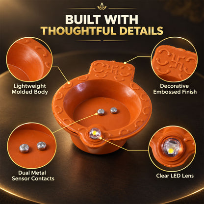Water sensor LED diya set - embossed design