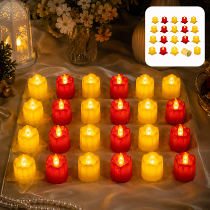 Flameless LED Candles – 24pc Multicolor Melted Design | Fresova