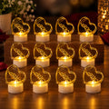 Set of 12 Multicolor Flameless Heart LED Candles for Decor