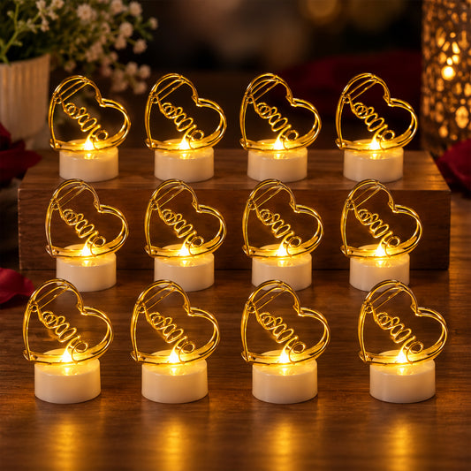 Set of 12 Multicolor Flameless Heart LED Candles for Decor — 6554_cnl_heart_shape_led_lamp showcase image