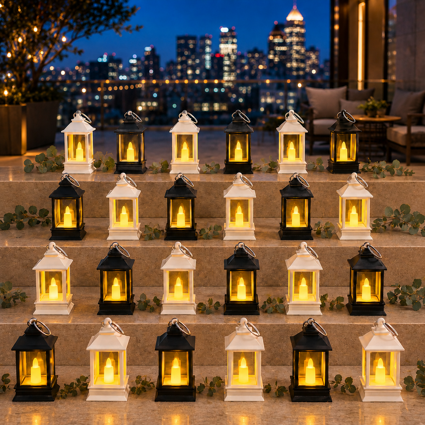 Flameless Candle Lantern – Rustic Battery Operated (24-Pack) | Indo Glow