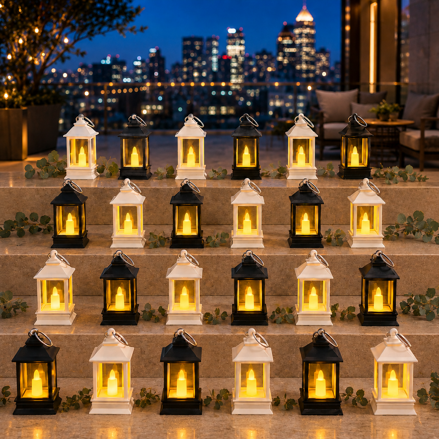 Flameless Candle Lantern – Rustic Battery Operated (24-Pack) | Indo Glow