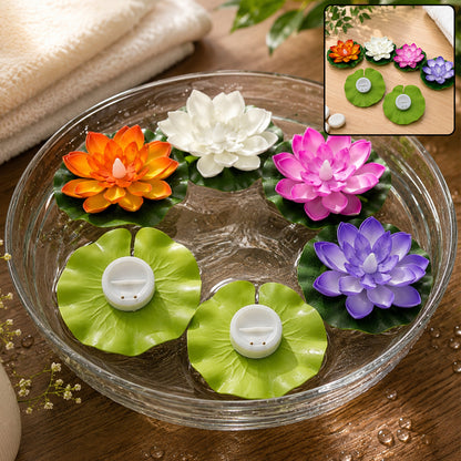 Floating Lotus LED Candles – Smokeless & Waterproof (Pack of 6) | Indo Glow