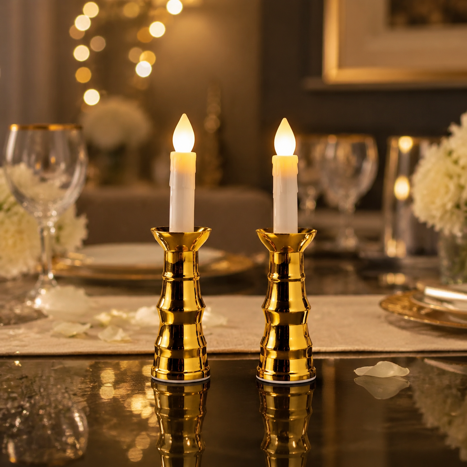 Flameless LED Candle Lights – Gold Base, Suction Cups | Styleva
