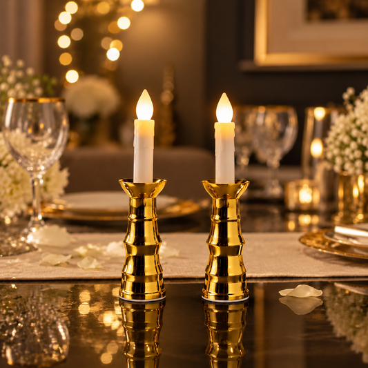 Set of 2 LED candle lights showcase