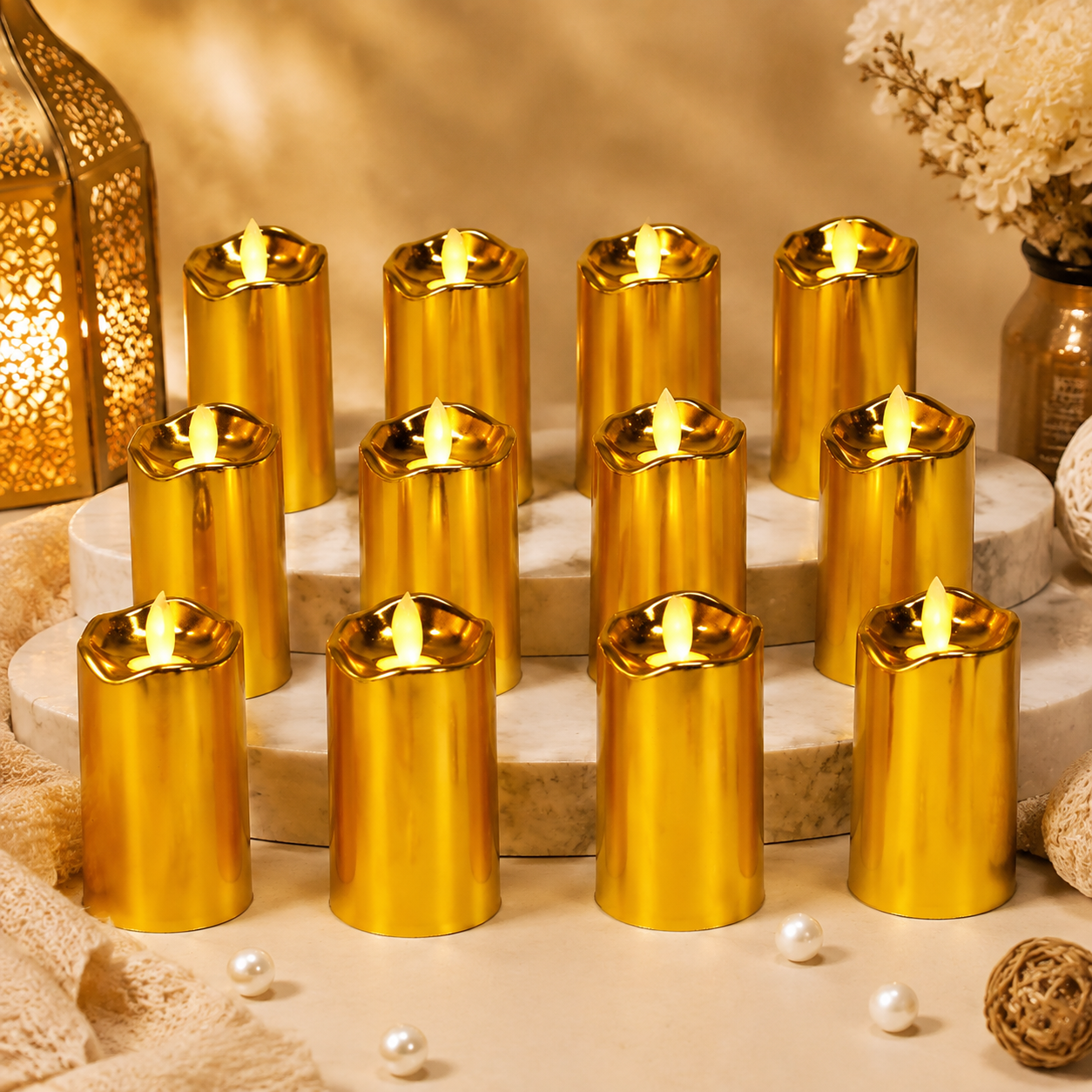 Flickering LED Candles (12 pcs) – Realistic Flame Decor | JubileeJoy