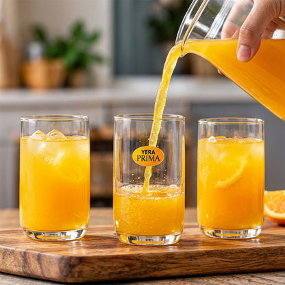 Yera Prima Brussels Zest Clear Glass Tumbler Set for Water and Juice (6 Pc)