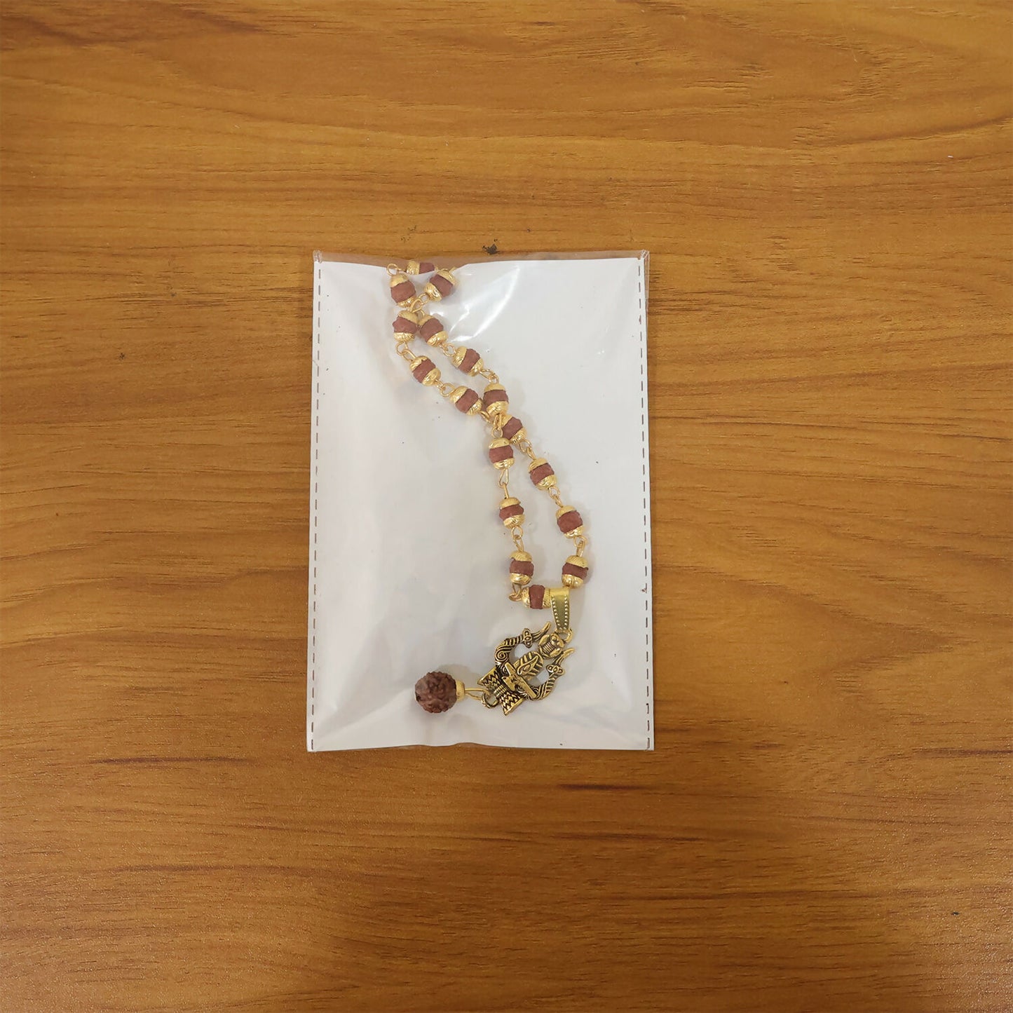 Trishul Shivling Gold Pendant & Rudraksha Mala
