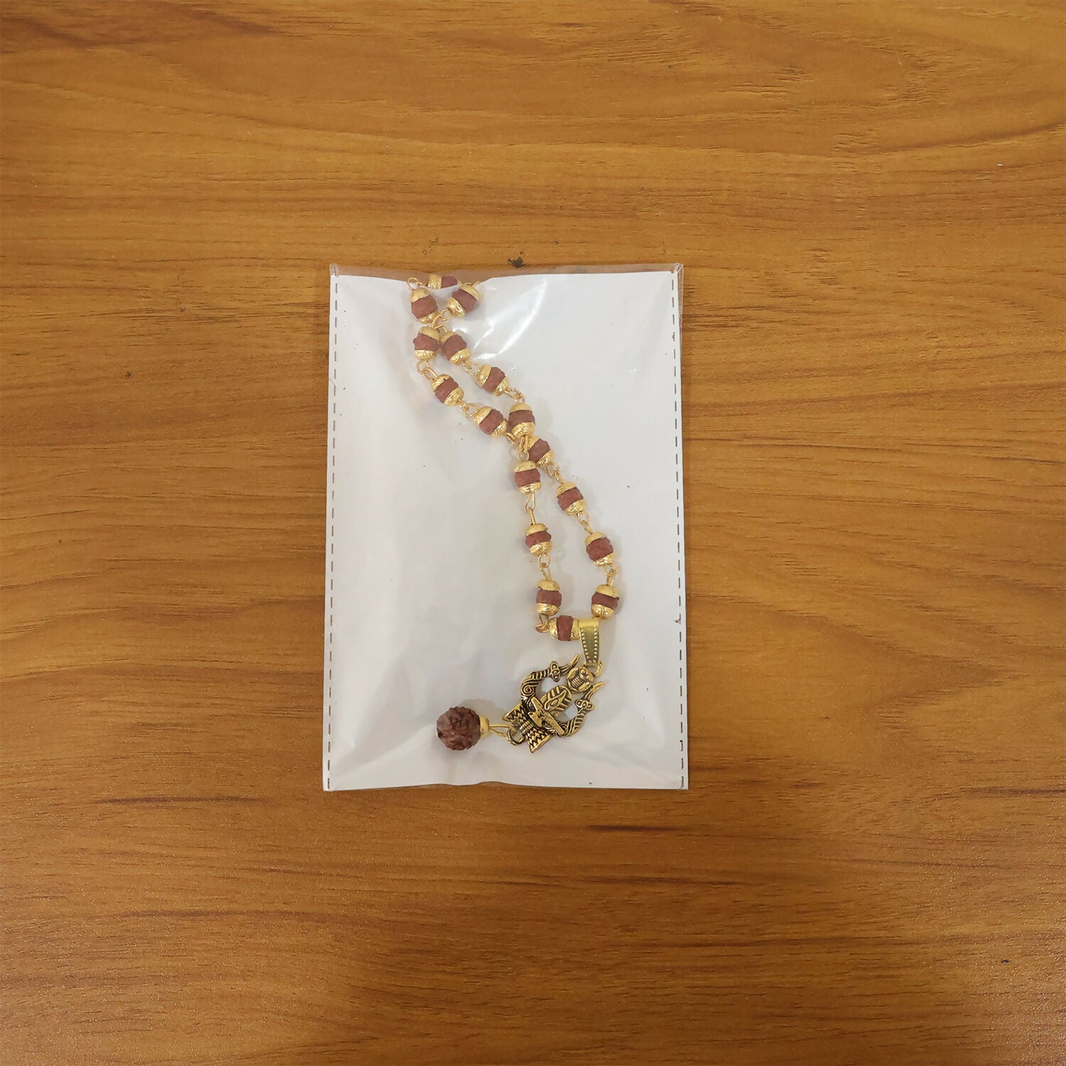 Trishul Shivling Gold Pendant & Rudraksha Mala