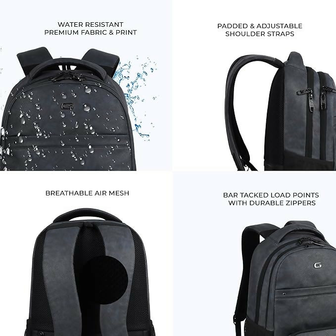 GEAR Vintage Faux Leather Laptop Backpack Navy Black