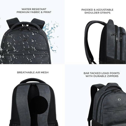 GEAR Vintage Faux Leather Laptop Backpack Navy Black