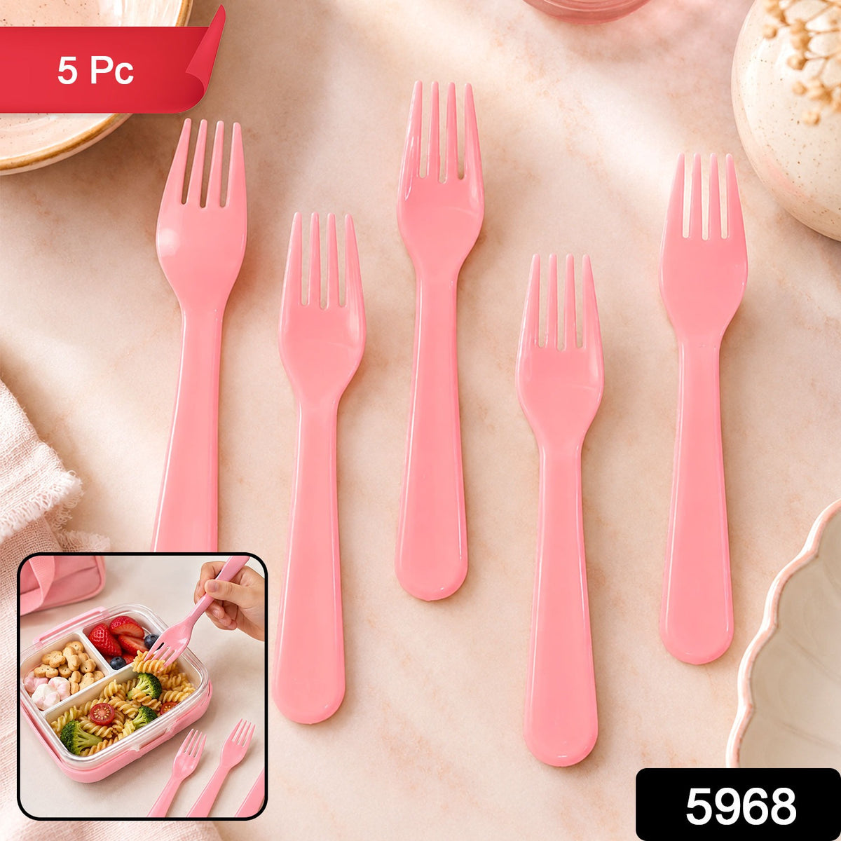 Plastic Fork Spoon Set – 5-Piece Durable Cutlery | Serve Stellar