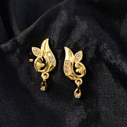 Curved Designer Drop Earrings with Crystal Highlights – Elegant Look